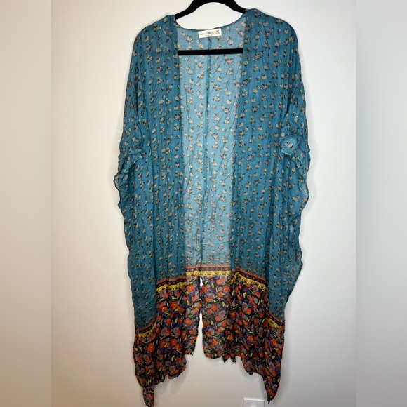 Natural Life Mixed Print Sheer Kimono - Picture 1 of 5
